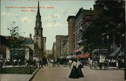 Tremont Street looking towards Park Street Church Boston, MA Postcard Postcard Postcard