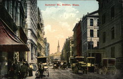 Busy Summer Street Boston, MA Postcard Postcard Postcard