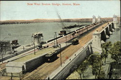 Bird's Eye View of New West Boston Bridge Postcard