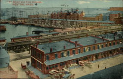 Bird's Eye View of "T" Wharf and Fish District Boston, MA Postcard Postcard Postcard