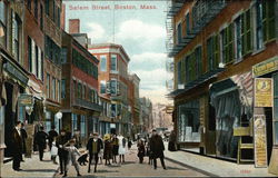 Busy Salem Street View Boston, MA Postcard Postcard Postcard