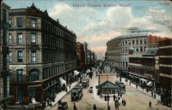 Bird's Eye View of Busy Adams Square Postcard