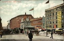 Pedestrians in Adams Square Postcard