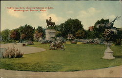 Public Garden, showing Statue of George Washington Boston, MA Postcard Postcard Postcard