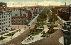 Bird's Eye View of Commonwealth Avenue Boston, MA Postcard Postcard Postcard