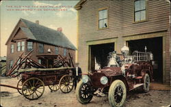 The Old and The New No 9 Engine - New Bedford Fire Department Postcard