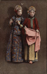 Two Women in Native Costume Japan Postcard Postcard