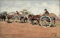 Australian Sheep Station - Rabbit Poison Carts Postcard Postcard