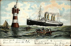 Steamship Kronprinz Wilhelm Passing a Lighthouse Steamers Postcard Postcard