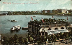 Hamburg. Alsterpanorama mit Alterpavillon Germany Postcard Postcard