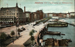 Later Jungfernstieg mit. Alsterpavillon Hamburg, Germany Postcard Postcard