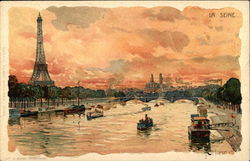 The Seine with View of Eiffel Tower Postcard