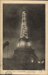 Night View of the Eiffel Tower Postcard