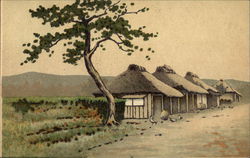 Hand Colored Huts Japan Postcard Postcard