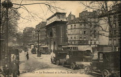 Le Boulevard et la Porte-St-Martin Paris, France Postcard Postcard