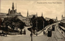 Hospital and St. Helen's Road Swansea, Wales Postcard Postcard