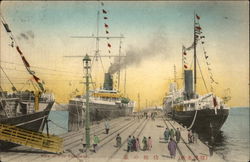 Steamers at the Pier Postcard