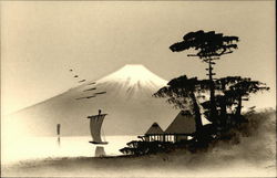 Lacquer Art of Mount Fuji Urushi Japan Postcard Postcard Postcard