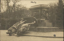 Toppled Statue of Man on Horse Postcard