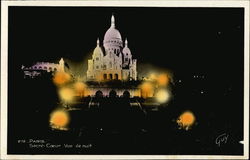 Sacre Couer at Night Paris, France Postcard Postcard