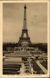 Trocadero Gardens and the Eiffel Tower Paris, France Postcard Postcard