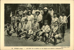 Priest and Boy Scout Troop, Brazzaville, Congo Postcard