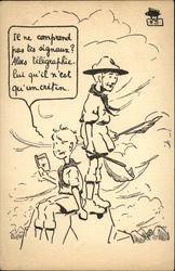 French Boy Scouts - Cartoon Postcard