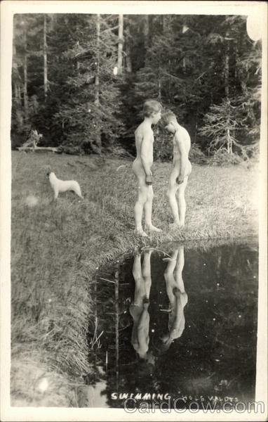 vintage boys swimming