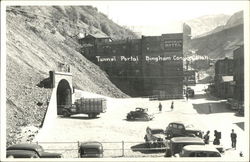 Cars and Trucks at Tunnel Portal Postcard