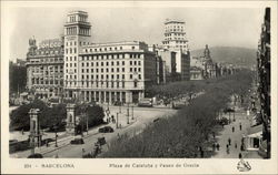 Plaza de Cataluna y Paseo de Gracia Postcard