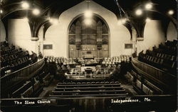 Interior View of The Stone Church Independence, MO Postcard Postcard Postcard