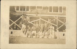 Men Posing In Front of Home Under Construction Postcard