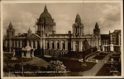 Bird's Eye View of City Hall and Garden of Remembrance Belfast, Ireland Postcard Postcard Postcard