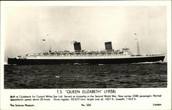 T.S. "Queen Elizabeth" - 1938 Postcard