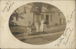 Family Posing In Front of Home Troy, NY Postcard Postcard Postcard