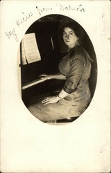 Woman Sitting at Piano Postcard