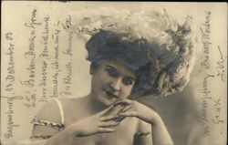 Woman in Large Hat with Feathers Postcard