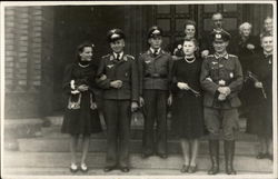 Uniformed Men with Ladies Postcard