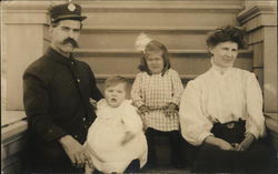 Portrait of Policeman or Fireman and Family San Francisco, CA Postcard Postcard Postcard