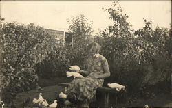 Woman and Doves Postcard