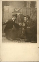 Snapshot of Two Men Bickering Over Woman Postcard