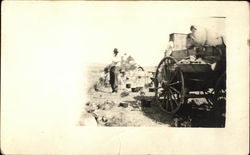 Two Men Loading the Wagon Farming Postcard Postcard Postcard