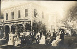 Family Photograph in front of white mansion, July 4th, 1907 Binghamton, NY Postcard Postcard Postcard