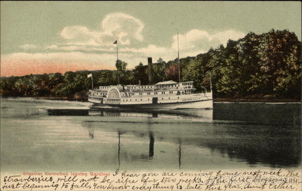 Steamer Kennebec Leaving Gardiner New York Postcard