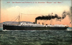 San Francisco and Portland SS Co. Steamships "Beaver" and "Bear" Postcard