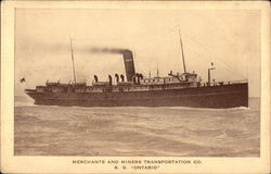 Merchants and Miners Transportation Co., SS "Ontario" Postcard