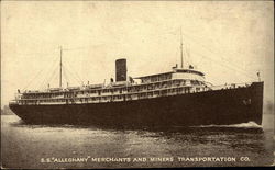 S. S. "Alleghany" Merchants and Miners Transportation Co. Postcard