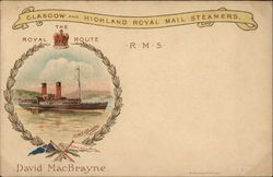 Glasgow and the Highland Royal Mail Steamers RMS Columba Postcard