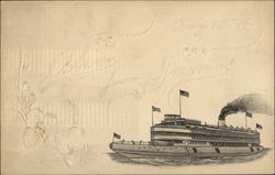 Drawing of a Steamboat Steamers Postcard Postcard Postcard