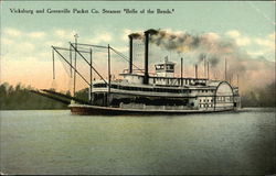 Vicksburg and Greenville Packet Co. Steamer "Belle of the Bends" Steamers Postcard Postcard Postcard